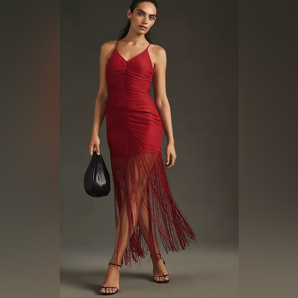 NWT Anthropologie- Vineet Bahl- Red Fringe Dress- RARE